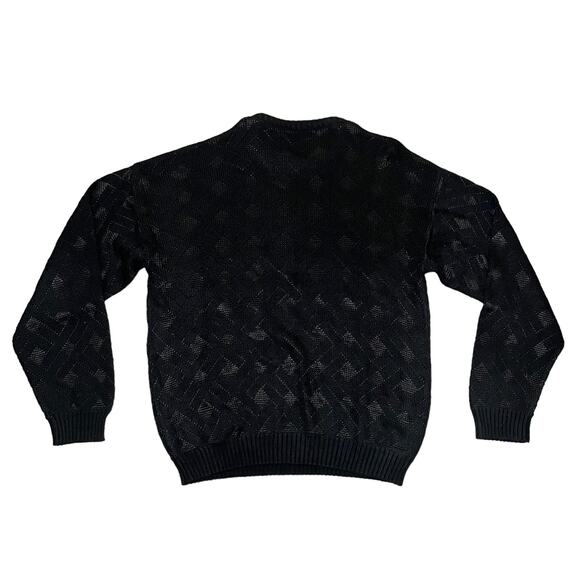 Vintage Area by Tag Geometric Knit Grandpa Sweater Retro Black USA Size Large - Picture 6 of 7